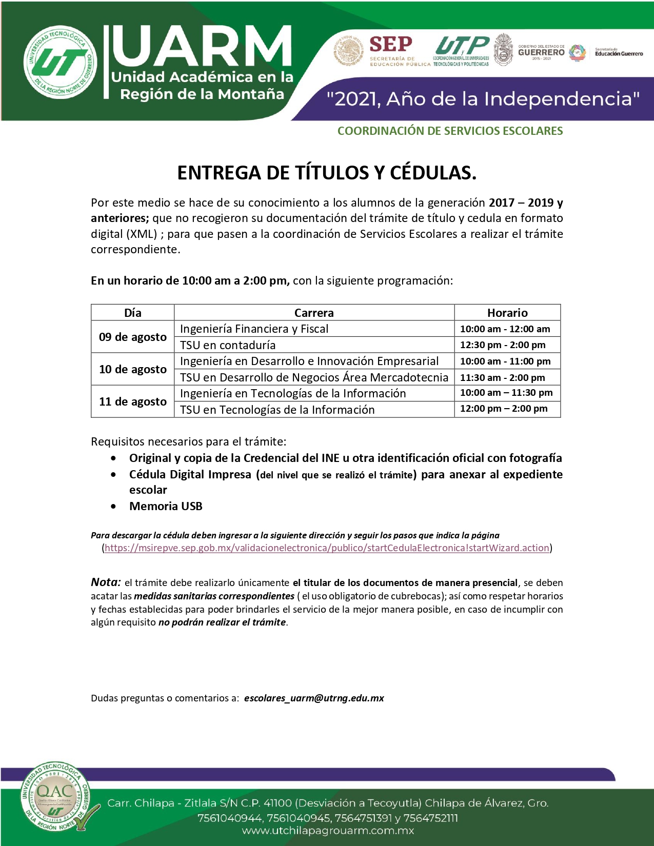 Convocatoria de 2ª Entrega de Títulos 